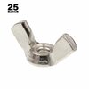 Prime-Line Wing Nuts, Cold-Forged, #8-32, Grade 18-8 Stainless Steel, 25PK 9076282